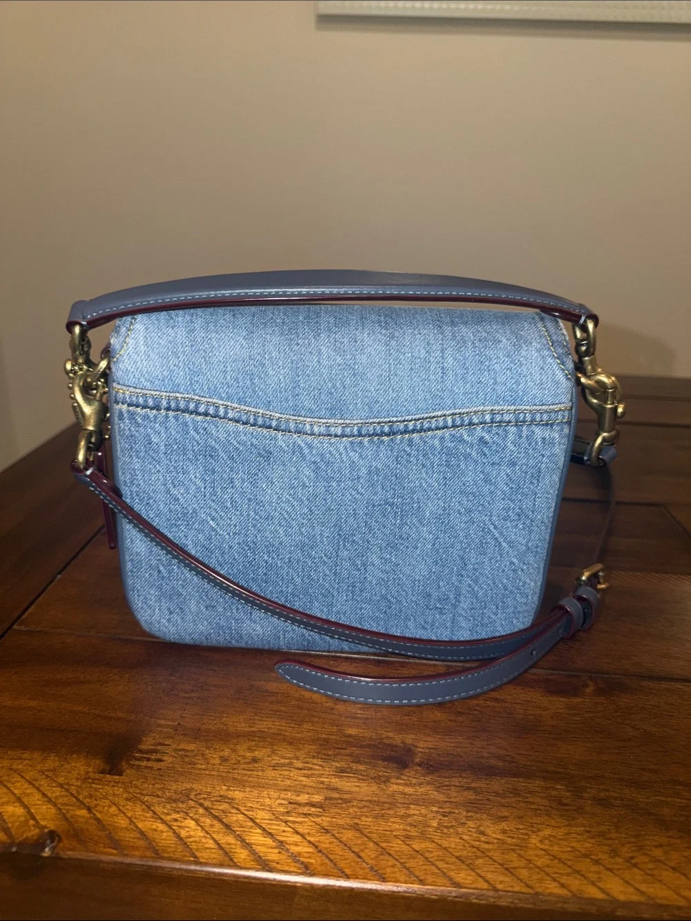 Coach Cassie 19 Denim Crossbody Bag with Gold C turn lock. - Blue - Picture 2 of 5